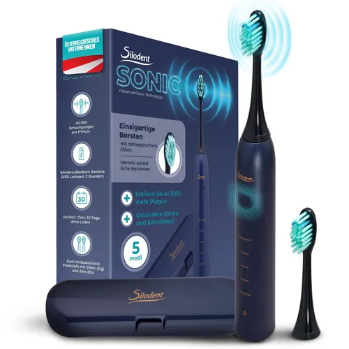 Silodent Schallzahnbürste Midnight Blue – Antiseptische Borsten für optimale Mundpflege