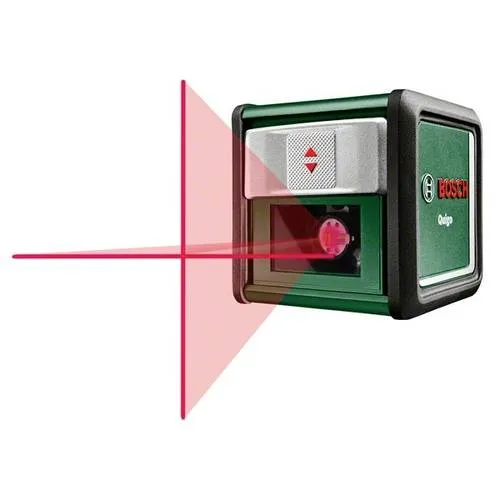 Bosch Home and Garden Quigo Kreuzlinienlaser - Kreuzlinien-Laser für präzises Ausrichten, projiziert horizontale und vertikale Linien, ideal für Bilder, Regale und mehr, einfache Bedienung mit Schiebeschalter.