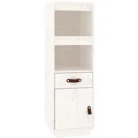 vidaXL Highboard Weiß aus massivem Kiefernholz 34x40x108,5 cm - Wohnzimmerschrank aus robustem Kiefernholz mit viel Stauraum und offenen Fächern für dekorative Akzente. Ideal für ein stilvolles und ordentliches Zuhause.