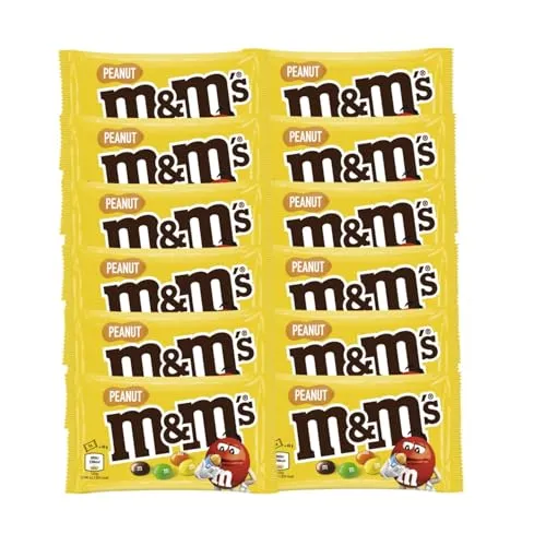 M&Ms Peanut 12x 45g Schokolinsen Erdnüsse in Milchschokolade mit Zuckerüberzug