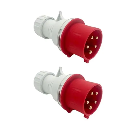 SOLARTRONICS CEE Starkstrom Stecker 32A 400V 5-polig männlich 3P+N+EI P44 (2er Pack)