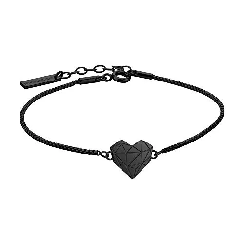 LIEBESKIND BERLIN Damen Armband Edelstahl Schwarz LJ-0616-B-17 - Armband aus Edelstahl in Schwarz mit Herzform, ideal als stilvolles Geschenk in einer originalen Geschenkbox. Verstellbare Länge von 17 bis 20 cm für perfekten Sitz.