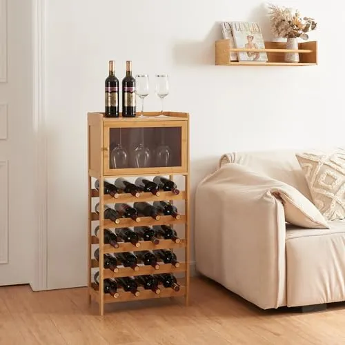 [en.casa] Bambus Weinregal Gjerstad für 20 Flaschen - Weinregal aus umweltfreundlichem Bambus, mit 5 Ebenen für eine stilvolle und fachgerechte Lagerung Ihrer Weinsammlung, ideal für Küche, Keller oder Wohnzimmer.