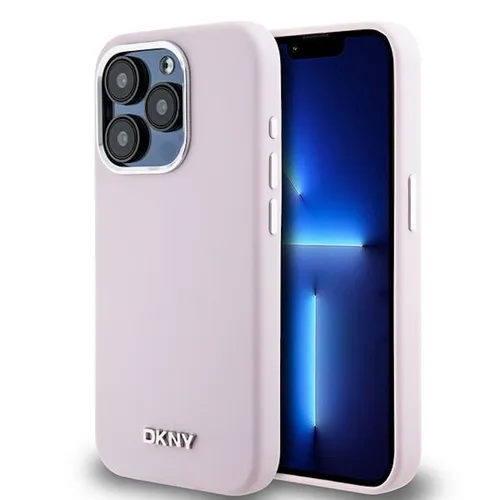 Produktbild DKNY Liquid Silikon Small Metall Logo MagSafe für Apple iPhone 15 Pro Rosa