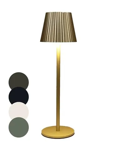 Coen Bakker LED Tischlampe dimmbar mit Touch IP44 Lampe USB 3 Lichtfarben für Innen & Außen 27,5 x 9,5 cm Tischleuchte Klein, Farbe:Gold Metallic