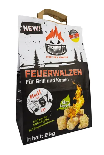 Brennstoffe Lenerz Feuerwalze Zündwolle 2 kg - Grillanzünder, hochwertige Zündwolle in umweltfreundlicher Papiertüte für schnelles und sauberes Anzünden von Grill und Kamin.
