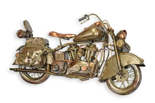 Aubaho Dekoobjekt Blechmodell Motorrad im Retro-Design - Stilvolles Blechmodell eines Motorrads im Retro-Design – ein kunstvoll gestaltetes Deko-Element, das jedem Raum Nostalgie verleiht. Ideal für Sammler und als Blickfang in Ihrem Zuhause.