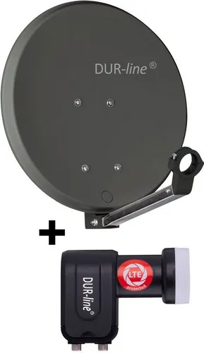 DUR-line DSA 40 A + +Ultra Twin LNB - 2 Teilnehmer Set Sat-Spiegel - LNBs für zwei Teilnehmer, ermöglicht den Empfang von Satellitenfernsehen in bester Qualität und ist ideal für Familienhaushalte.