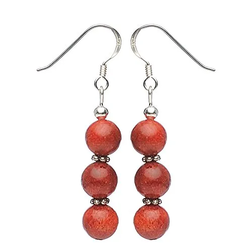 Ohrringe Ohrhänger aus Koralle Schaumkoralle & 925 Silber rot Korallenohrringe