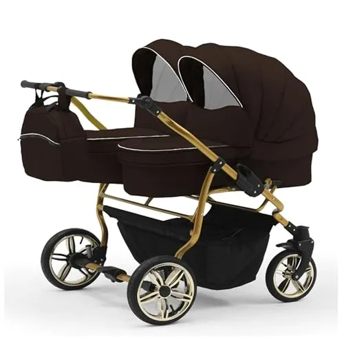 Zwillingskinderwagen 2 in 1 Duet Lux Goldedition inkl. Sportsitze - 10 Teile - in 20 Farben