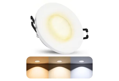 SSC-LUXon LED Außen-Deckenleuchte BEDA Einbaustrahler IP65 flach mit wechselbarem LED Modul 230V, Warmweiß bis Tageslicht