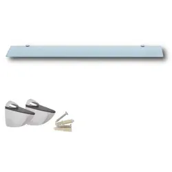 HOOZ Wandregal aus Sicherheitsglas mit Halterung - Klarglas versch. Größen 30-100 cm, 1-tlg., mit geschliffenen Kanten weiß 90 cm