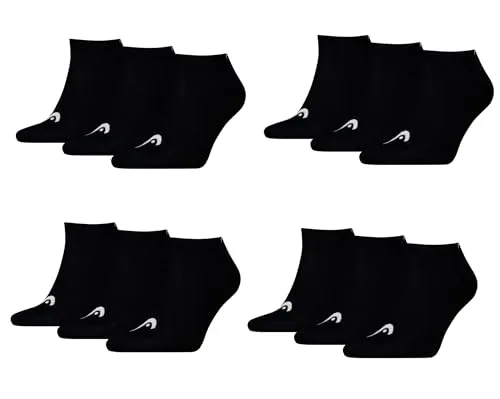 HEAD Herren Unisex Sneaker Socken All Sports 12P (43-46, Black) - Herrensocken im 12er Pack für Sport und Freizeit, aus hochwertigen Materialien für ganztägigen Komfort. Mit elastischem Bund für optimale Passform und Verrutschschutz, ideal für aktive Männer.