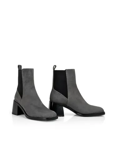 Marc Cain Dodgy Dogs Stiefelette Boots, elegante Schlupfstiefel grau 39 EU - Stylische Schlupfstiefel in grau mit Blockabsatz (7 cm) aus hochwertigem Veloursleder. Ideal für trendbewusste Looks und den täglichen Gebrauch.