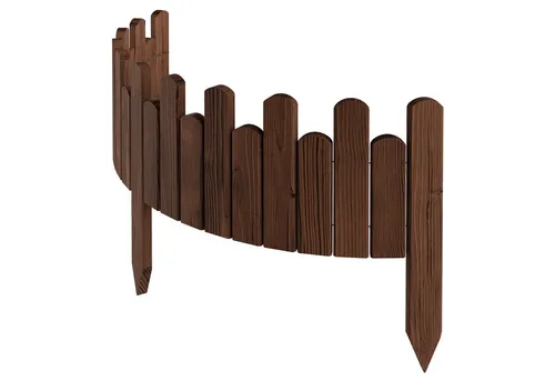 Floranica Palisade Beeteinfassung Rasenkante Flexible Holzzaun Gartenzaun Palisade, LxH: 100x20 cm, Braun, Rasenkante, Begrenzung von Blumenbeeten, Kräutergarten und Gartenwegen