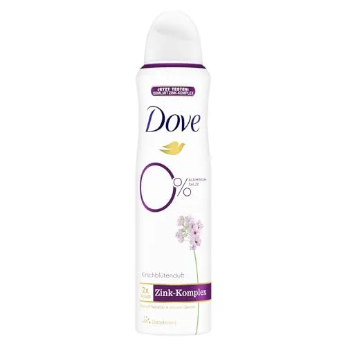 Dove Deodorant-Spray Kirschblütenduft Deo mit pflegendem Zink-Komplex und 0% Aluminiumsalzen 150 ml