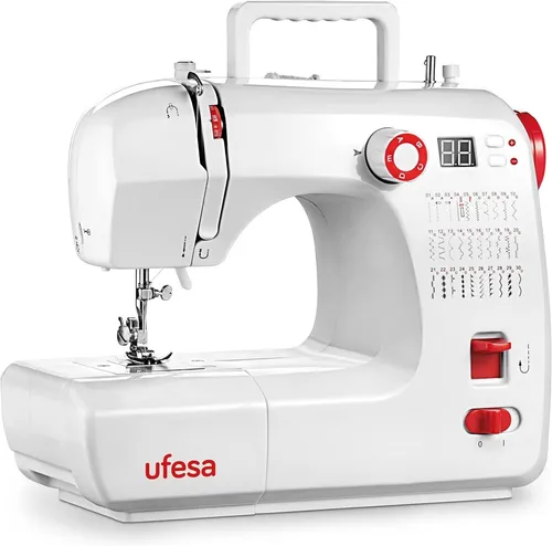 Ufesa SW3003 Nähmaschine - Overlock-Nähmaschine mit 30 Stichen, LCD-Display und 2 Geschwindigkeiten für müheloses Nähen von Accessoires und Kleidung. Ideal für kreative Projekte!