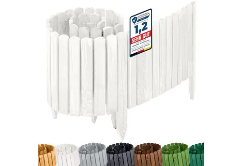Garronda Zaun Rasenkante Holz Beeteimfassung 200 x 40cm - Flexibler Holz-Rollborder für stilvolle Gartengestaltung. Wetterbeständig und einfach zu installieren, schützt er Ihre Beete und Pflanzen effektiv.
