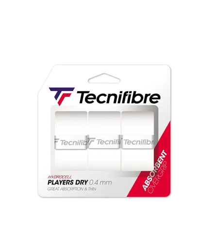 Tecnifibre Overgrip Players Dry 0.4mm (Schweissabsorption, dünn) weiss 3er
