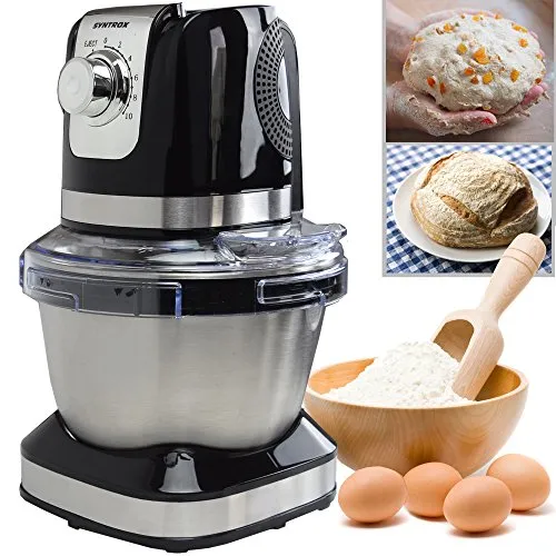 Syntrox Germany 4,0 l Küchenmaschine Vindas – Leistungsstarke Teigknetmaschine - Küchenmaschinen mit 600 Watt Leistung, 10 Geschwindigkeitsstufen und 4-Liter-Edelstahl-Rührschüssel – ideal für alle Koch- und Backanforderungen.
