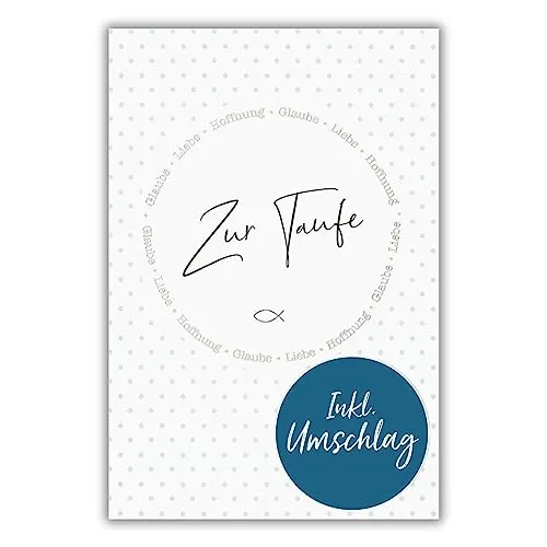 bsb Karte zur Taufe - Taufgeschenk Junge & Mädchen mit edlem Design - Glückwunsch Tauf-Karte mit Umschlag - liebevolles Geldgeschenk Taufe in 11,5 x 17,0 cm