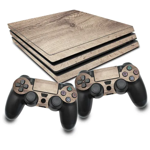 Set Holz Aufkleber Skin Folie passend für Ps4 Pro Konsole RX022-18