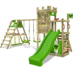 FATMOOSE Spielturm Boldbaron – Abenteuerliche Ritterburg mit SurfSchaukel und Rutsche