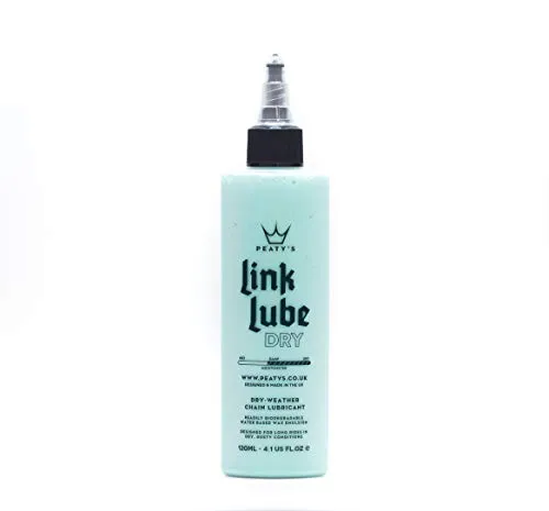 Peaty's LinkLube Dry Kettenschmiermittel - Trockenwetter Fahrradkette Schmiermittel, Wachsbasiert Fahrrad Kettenöl für eine sauber laufende, leise Kette, Trockenschmierstoff Fahrradkette, 120 ml