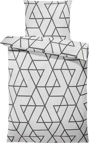 Bettwäsche 155x220 cm Geometrisch Line weiß anthrazit schwarz modern Mikrofaser