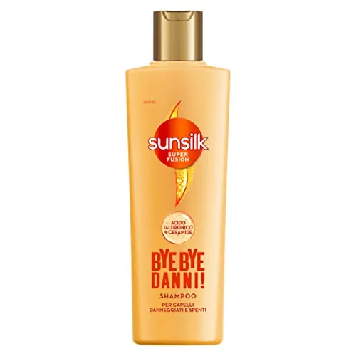 Sunsilk, Shampoo Bye Bye Danni, Shampoo für beschädigtes und stumpfes Haar, Formel Super Fusion mit einer Mischung aus Hyaluronsäure und Ceramid, repariert 7 Arten von Haarschäden, 220 ml