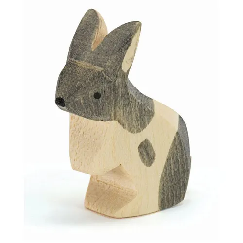 Ostheimer Kaninchen, stehend, schwarz-weiß – handgefertigte Holzfigur, ab 3