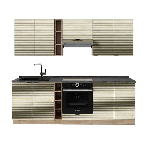 Vicco Küchenzeile Fame-Line, 235 cm, Eiche Paneel/Goldkraft in braun von Vicco