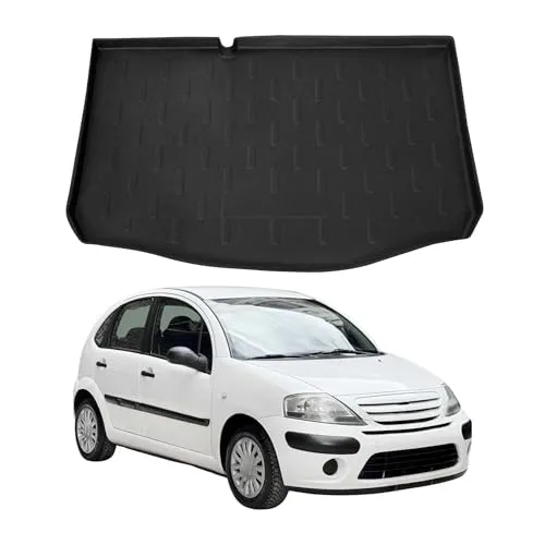 OMAC Kofferraummatte für Citroen C3 (2002-2009) - Gummi TPE Schwarz - Fahrzeugspezifische Kofferraummatte für Citroen C3, wasserdicht, rutschfest und leicht zu reinigen. Ideal für optimalen Schutz und eine saubere Fahrzeugumgebung.