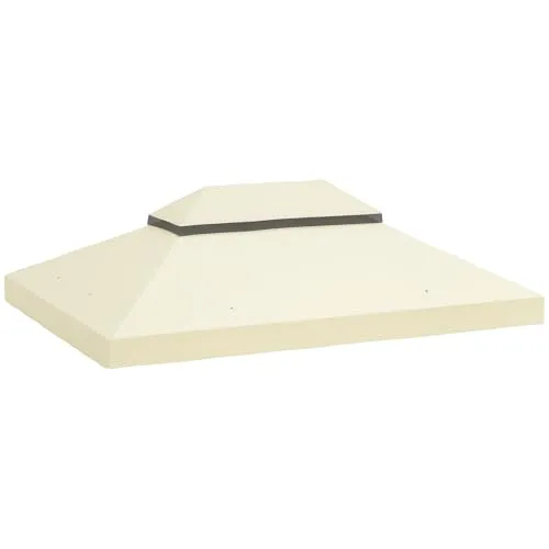 Outsunny Ersatzdach für Pavillons - 400x300 cm - Cremeweiß - Zubehör für Pavillons, robustes Polyester, idealer Sonnenschutz und fördert Luftzirkulation, mit Regenablauf-Öffnungen für optimalen Schutz.