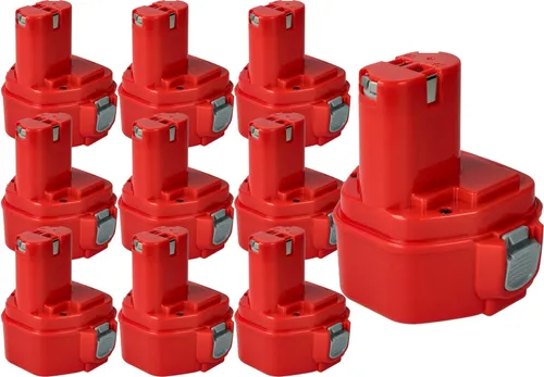 vhbw 10x Akku Ersatz für Makita 192536-4, 192597-4, 192271-4, 192296-8, 192536-4, 192293-4, 192407-5, 192537-2 für Werkzeug (3000 mAh, NiMH, 12 V)