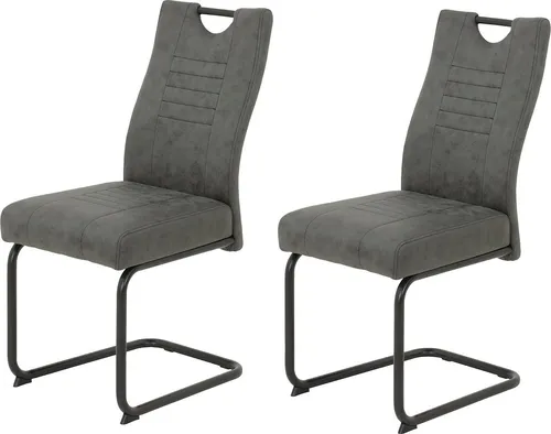 2er-Set Vintage Schwingstühle in Anthrazit in grau von Hela