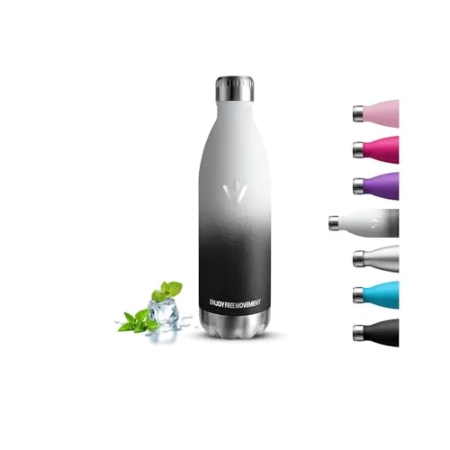 Trinkflasche Edelstahl, Trinkflasche 1l, BPA-freie, Wasserflasche Auslaufsicher, 24h Kalt & 12h Warm, Doppelwandige Vakuumisolierte, Wasserflasche für Camping, Fitnessstudio, Yoga