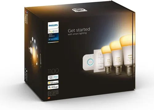 Philips Hue 3er Starter Set E27 White Ambiance - inkl. Dimmschalter, smartes Licht für individuelle Stimmungen und einfache Steuerung per App oder Sprache