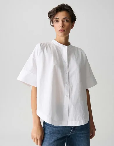 OPUS PANTS Kurzarmbluse FIBANA Oversized aus Baumwoll Popelin Moderner Look mit Faltendetail am Rücken