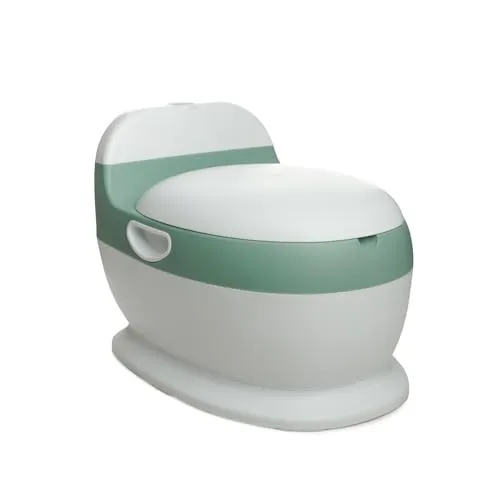 THERMOBABY – Mini-Toilette Salbeigrün – Babytöpfchen mit Spülgeräusch und abnehmbarer Schüssel – Babytoilette – Übungstöpfchen mit realistischem Soundeffekt – Rutschfeste Füße – Ab 18 Monaten