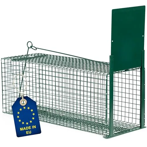 ITA Lebendfalle 5051 60x23x23 cm - Wetterfeste & Zuverlässige Falle für Kleintiere wie Ratten und Eichhörnchen - Rattenfalle Marderfalle - Fertig Montiert, Bissschutz, Tragegriff