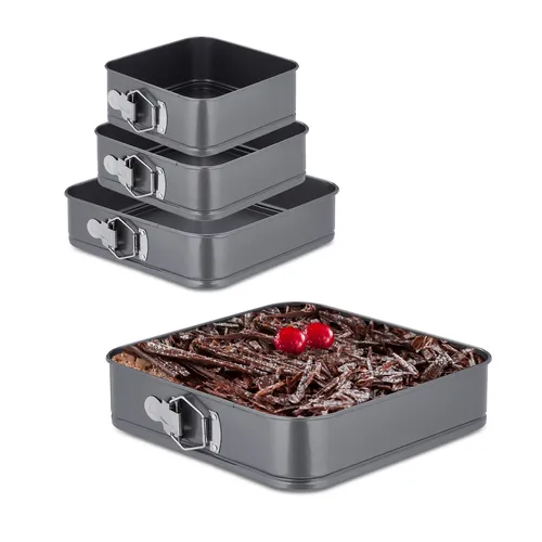 Relaxdays Springform Set 4052025396275 - Praktisches Springform Set für perfekte Kuchen, antihaftbeschichtet und einfach zu reinigen - ideal für Backliebhaber.