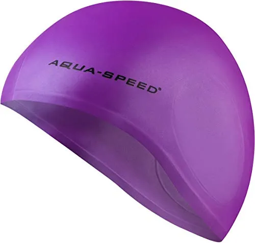 Aqua Speed Badekappe Damen Herren | Schwimmkappe Ohren | Schwimmhaube Silikon | Badehaube Mädchen Jungs | Schwimmmütze wasserdicht | Silicone Swimming Cap | Sport | Violet | Ear Cap