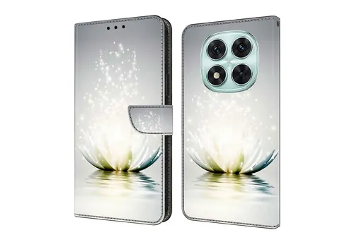 CLM-Tech Handytasche für Xiaomi Redmi Note 14 PRO 5G Hülle aus PU-Leder Klapphülle (Lotus Lampe, Handyhülle mit Standfunktion - Wallet Flip Case inklusive Kartenfächer), Cover mit Magnetverschluss für Xiaomi Redmi Note 14 Pro 5G / 4G