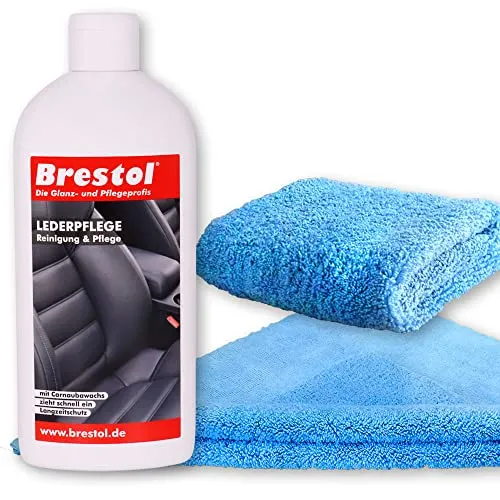 Brestol LEDERPFLEGE Set1 (500 ml + Zubehör) - Lederpflegelotion Lederreiniger Lederschutz Ledersitze Autositze Auto Leder Glattleder