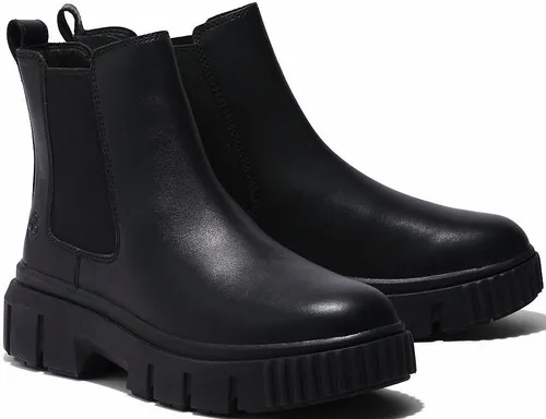 Timberland Greyfield Mid Chelsea Boot, Gr. 41, schwarz - Sportliche Chelseaboots aus robustem Leder mit leicht profiliertem Gummi-Sohlenprofil, ideal für Winterwetter und modische Freizeit-Outfits.