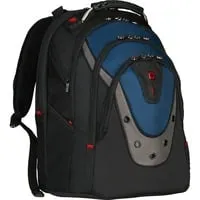 WENGER Laptop-Rucksack Ibex - Kunstfaser schwarz blau, bis 43,2 cm (17 Zoll), hoher Tragekomfort mit verstellbarem Schultergurt und vielseitigen Fächern für optimalen Schutz