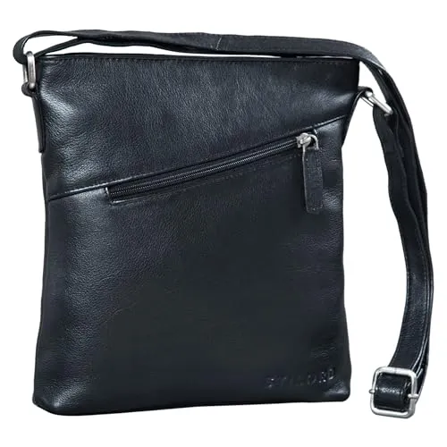 STILORD Stella Vintage Handtasche Damen Leder klein zum Umhängen Schultertasche für Freizeit Shopping Abend Tablettasche Echtleder Farbe:schwarz