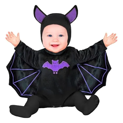 W WIDMANN MILANO Party Fashion - Baby Kostüm Fledermaus oder Teufel, Plüsch Overall mit Mütze, Kinder Verkleidung Halloween, Karneval