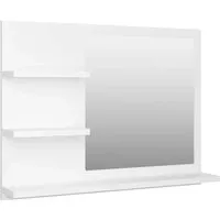 vidaXL Badspiegel Weiß 60x10,5x45 cm - Moderner Badspiegel mit 3 Ablagen für Toilettenartikel, aus langlebigem Holzwerkstoff und Acryl – ideal für stilvolle Badezimmergestaltung.